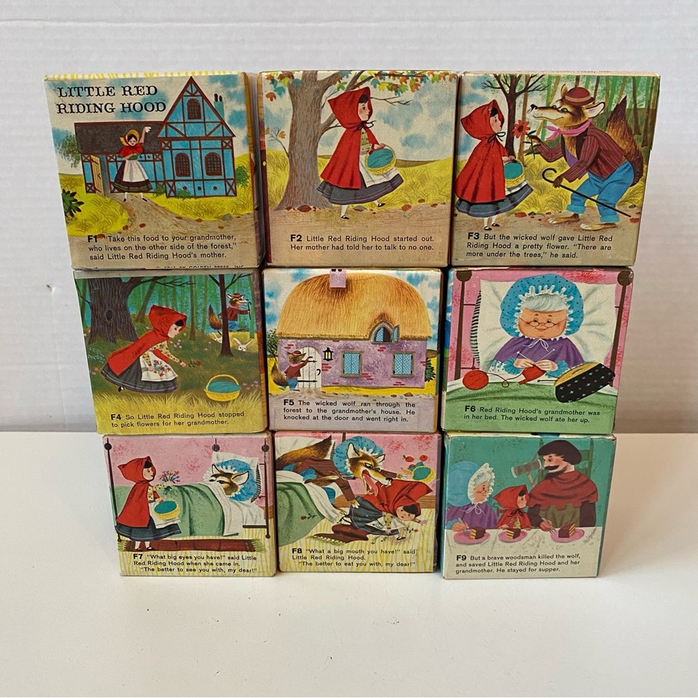 Vintage 1961 Playskool Golden Book Fairy Tale Story Picture Puzzle Blocks - Picture 9 of 14